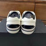 Women's Black and White Alligator-Grain Leather and Patent Leather Trainers |G46872 B18224 NZV95