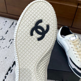 Women's Black and White Alligator-Grain Leather and Patent Leather Trainers |G46872 B18224 NZV95