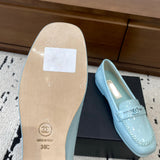 Women's Light Blue Patent Calfskin Moccasin Loafers |G45409 B15232 NT973