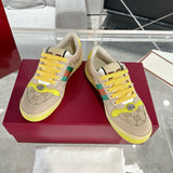 Men's Screener Series GG Canvas and Leather Mix Sneakers - Milkshake/Yellow| 546551 9Y920 9666