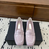 Women's Light Purple Patent Calfskin Moccasin Loafers |G45409 B15232 NT977