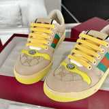 Men's Screener Series GG Canvas and Leather Mix Sneakers - Milkshake/Yellow| 546551 9Y920 9666