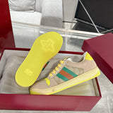 Men's Screener Series GG Canvas and Leather Mix Sneakers - Milkshake/Yellow| 546551 9Y920 9666