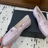 Women's Light Purple Patent Calfskin Moccasin Loafers |G45409 B15232 NT977