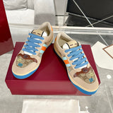 Screener Series GG Canvas Men's Sneakers (Beige with Blue/Orange Webbing) |677422 9SFR0 4983