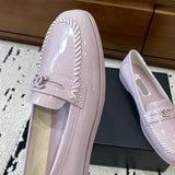 Women's Light Purple Patent Calfskin Moccasin Loafers |G45409 B15232 NT977