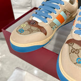 Screener Series GG Canvas Men's Sneakers (Beige with Blue/Orange Webbing) |677422 9SFR0 4983