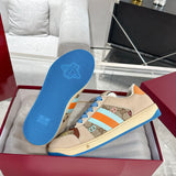 Screener Series GG Canvas Men's Sneakers (Beige with Blue/Orange Webbing) |677422 9SFR0 4983