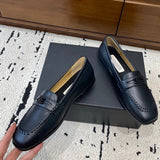 Women's Black Calfskin Double C Loafers with Stitching |G39396X5673094305