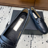 Men's Black Calfskin Double C Loafers with Stitching |G39396X5673094305