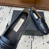 Women's Black Calfskin Double C Loafers with Stitching |G39396X5673094305