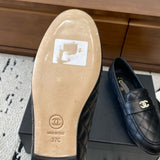 Women's Black Diamond-Quilted Lambskin Loafers |G36646 X01000 94305