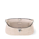 2026 All Around PM Tote Bag with Openwork Monogram Pattern, Pebble Gray Mahina Calfskin M27459