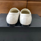 Women's White Lambskin Diamond-Quilted CC Buckle Loafers |G36646 X01000 0P193