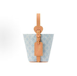 2026 All In BB Bucket Bag in Messenger Blue, crafted from coated canvas with natural cowhide trim M27529