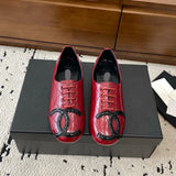 Women's Classic Red Double C Diamond Quilted Lace-Up Ballet Flats |G47182 B24263 U9719