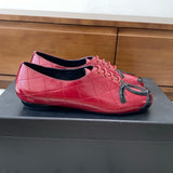 Women's Classic Red Double C Diamond Quilted Lace-Up Ballet Flats |G47182 B24263 U9719