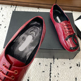Women's Classic Red Double C Diamond Quilted Lace-Up Ballet Flats |G47182 B24263 U9719