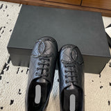 Women's Black Lambskin Diamond-Quilted Ballet Flats G24712