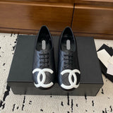 Women's Sheepskin Black & White Diamond Quilting Kangpeng Series Ballet Flats |G24712