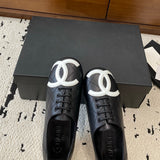 Women's Sheepskin Black & White Diamond Quilting Kangpeng Series Ballet Flats |G24712