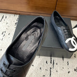 Women's Sheepskin Black & White Diamond Quilting Kangpeng Series Ballet Flats |G24712
