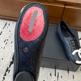 Women's Sheepskin Black & White Diamond Quilting Kangpeng Series Ballet Flats |G24712