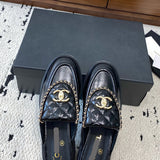 Women's Black Lambskin Diamond-Quilted Double C Buckle Mule/Loafer |G45474 X01000 94305