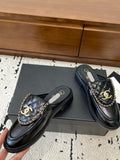 Women's Black Lambskin Diamond-Quilted Double C Buckle Mule/Loafer |G45474 X01000 94305