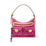2026 Baggy PM Handbag in Pink Monogram Jacquard Denim M28266
