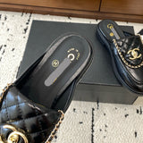 Women's Black Lambskin Diamond-Quilted Double C Buckle Mule/Loafer |G45474 X01000 94305