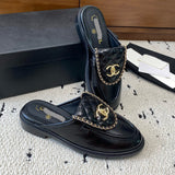 Women's Black Lambskin Diamond-Quilted Double C Buckle Mule/Loafer |G45474 X01000 94305