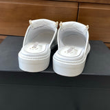 Women's Chain-Detail Diamond-Quilted Buckle Mule (White Calfskin) |G45474 X01000 10601