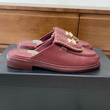 Women's Burgundy Diamond-Quilted Leather CC Buckle Loafers| G46799 B22185 U4155