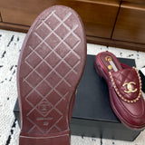 Women's Burgundy Diamond-Quilted Leather CC Buckle Loafers| G46799 B22185 U4155