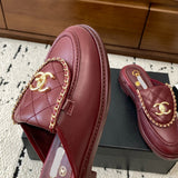 Women's Burgundy Diamond-Quilted Leather CC Buckle Loafers| G46799 B22185 U4155