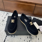 Women's Black Suede Calfskin Pearl Moccasin Loafers G45474