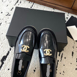 Women's Black Patent Leather/Calfskin Loafers |G46796-B22177-94305
