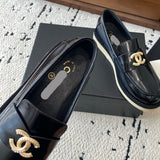 Women's Black Patent Leather/Calfskin Loafers |G46796-B22177-94305