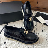 Women's Black Patent Leather/Calfskin Loafers |G46796-B22177-94305