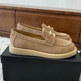 Women's Dark Beige Suede Mocassin Loafers G45242 Y56767