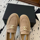 Women's Dark Beige Suede Mocassin Loafers G45242 Y56767