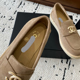 Women's Dark Beige Suede Mocassin Loafers G45242 Y56767