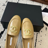 Women's Beige Lambskin Loafers with Pearl Double C Logo G35797 X01000 ND354