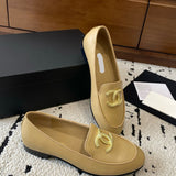 Women's Beige Lambskin Loafers with Pearl Double C Logo G35797 X01000 ND354