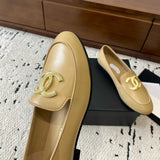 Women's Beige Lambskin Loafers with Pearl Double C Logo G35797 X01000 ND354