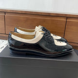Women's Black and White Two-Tone Patent Leather Lace-Up Oxford/Derby Shoes| G34083