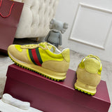 Women's Re-Motion Collection Yellow GG Nylon and Suede Sneakers |840291 AAEW3