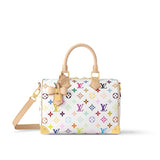 2026 Speedy Bandoulière 25 Handbag in Monogram Multicolore White Canvas M13085