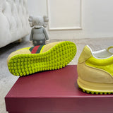 Women's Re-Motion Collection Yellow GG Nylon and Suede Sneakers |840291 AAEW3